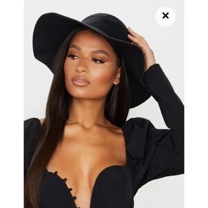 Hinge black wool floppy brim hat
